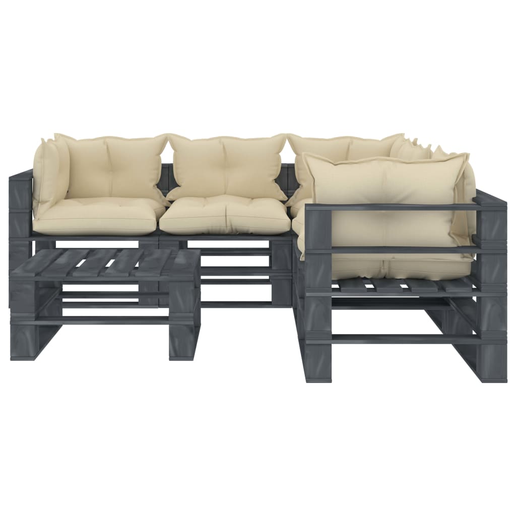 

vidaXL 6-delige Loungeset met crèmekleurige kussens pallet hout