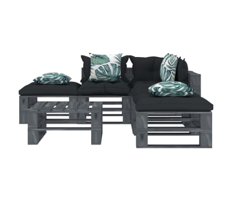 vidaXL Poilsio komplektas i&scaron; palečių su pagalvėmis, 6 dalių, mediena