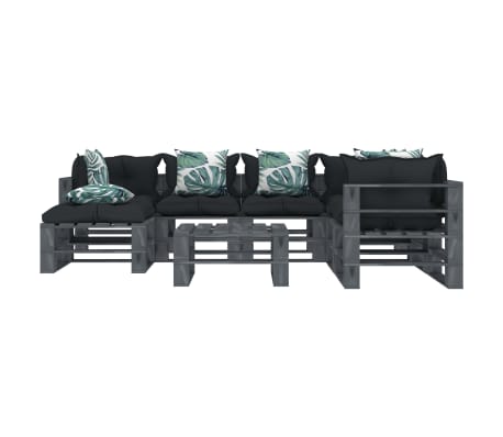 vidaXL Poilsio komplektas i&scaron; palečių su pagalvėmis, 8 dalių, mediena