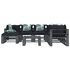 vidaXL Poilsio komplektas i&scaron; palečių su pagalvėmis, 8 dalių, mediena