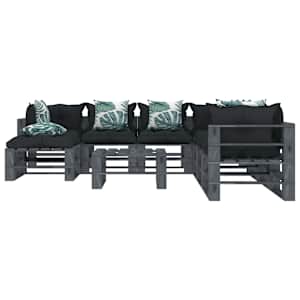 vidaXL Poilsio komplektas i&scaron; palečių su pagalvėmis, 9 dalių, mediena