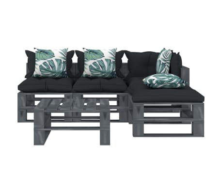 vidaXL Poilsio komplektas i&scaron; palečių su pagalvėmis, 5 dalių, mediena