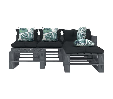 vidaXL Poilsio komplektas i&scaron; palečių su pagalvėmis, 6 dalių, mediena