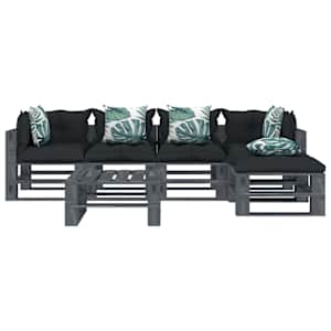 vidaXL Poilsio komplektas i&scaron; palečių su pagalvėmis, 6 dalių, mediena