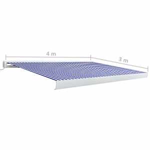 Kazetová markýza s motorem 400x300 cm modrá a bílá - obrázek 7
