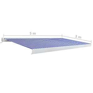 Kazetová markýza s motorem 500 x 300 cm modrá a bílá - obrázek 7