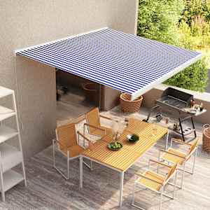 Ročno zložljiva kasetna tenda 350x250 cm modra in bela