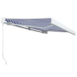 vidaXL Manual Cassette Awning 450x300 cm Blue and White