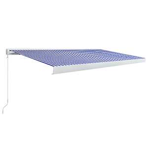 Kazetová markýza s ručním ovládáním 500 x 300 cm modro-bílá - obrázek 2
