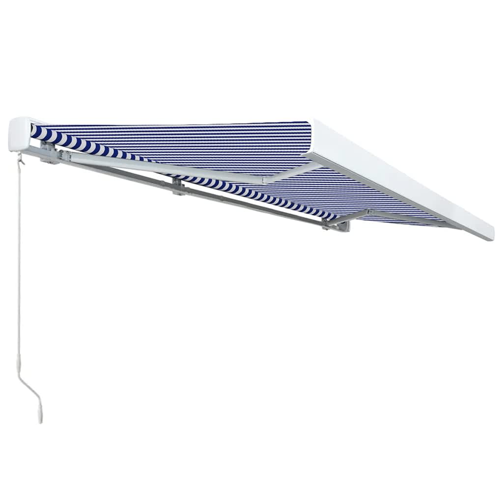 vidaXL Toldo de carrete manual azul y blanco 500x300 cm