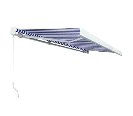 vidaXL Toldo de carrete manual azul y blanco 500x300 cm