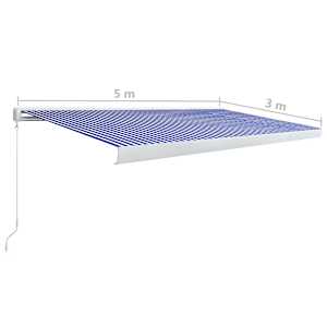 Kazetová markýza s ručním ovládáním 500 x 300 cm modro-bílá - obrázek 7