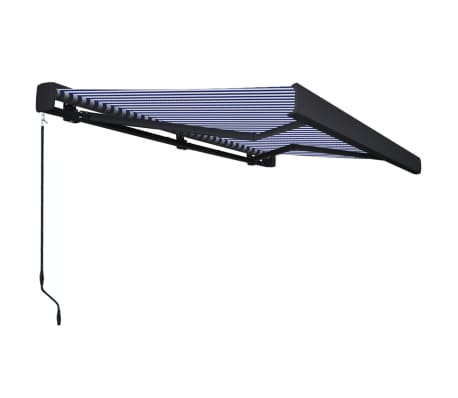 vidaXL Toldo manual com caixa 300x250 cm azul e branco