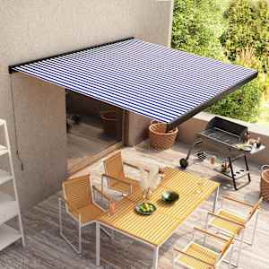 Ročno zložljiva kasetna tenda 350x250 cm modra in bela