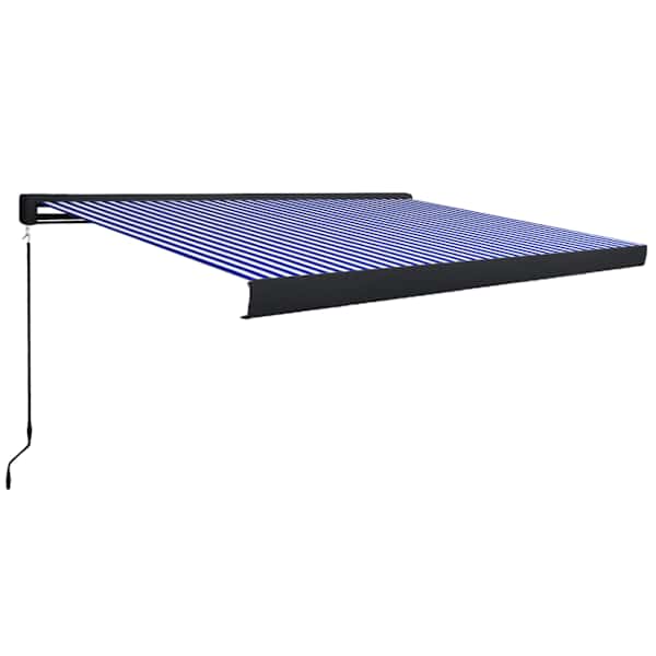 vidaXL k&auml;sitsi kasutatav varikatus 400 x 300 cm, sinine ja valge
