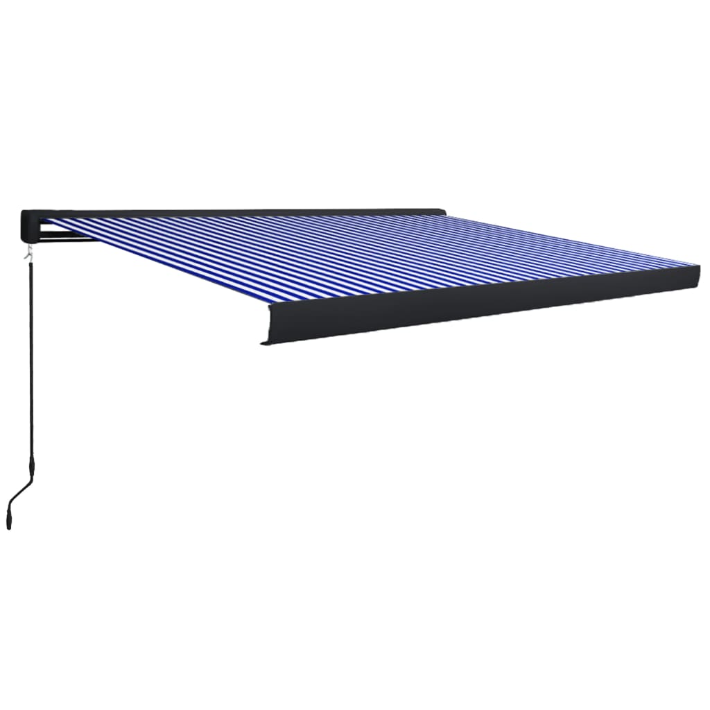 vidaXL Kazetová markýza s ručním ovládáním 400 x 300 cm modro-bílá