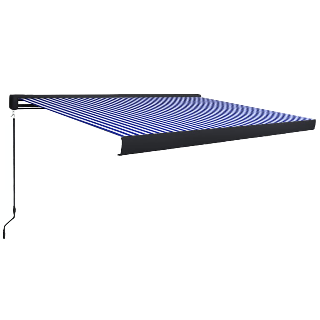 vidaXL Kazetová markýza s ručním ovládáním 450 x 300 cm modro-bílá