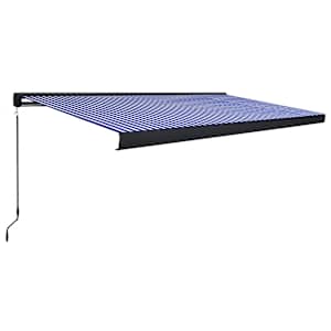 Kazetová markýza s ručním ovládáním 500 x 300 cm modro-bílá - obrázek 2