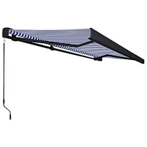 Kazetová markýza s ručním ovládáním 500 x 300 cm modro-bílá - obrázek 3