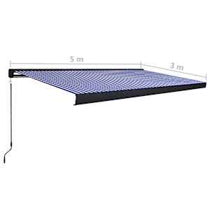 Kazetová markýza s ručním ovládáním 500 x 300 cm modro-bílá - obrázek 7