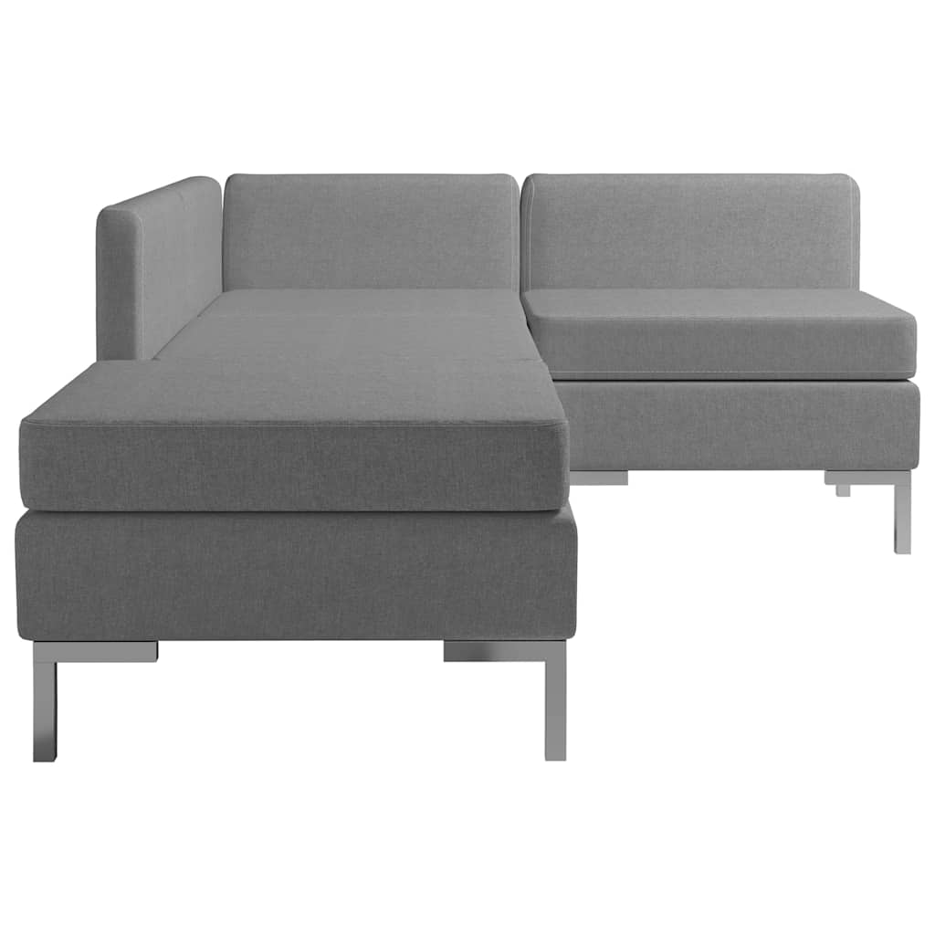 4dílná sedací souprava textil světle šedá - obrázek 5