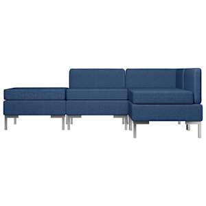 vidaXL Sofos komplektas, 4 dalių, mėlynos spalvos, audinys