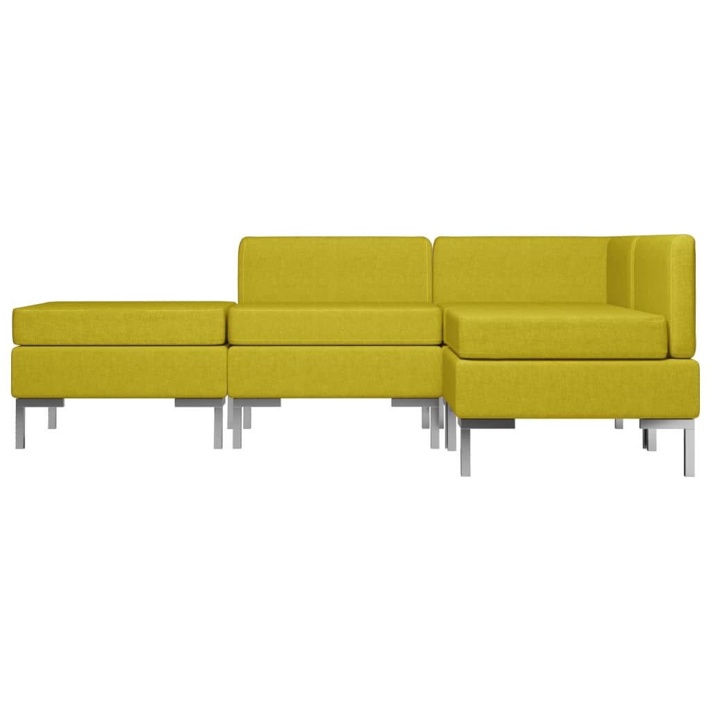 vidaXL 4-daļīgs dīvāna komplekts, dzeltens audums