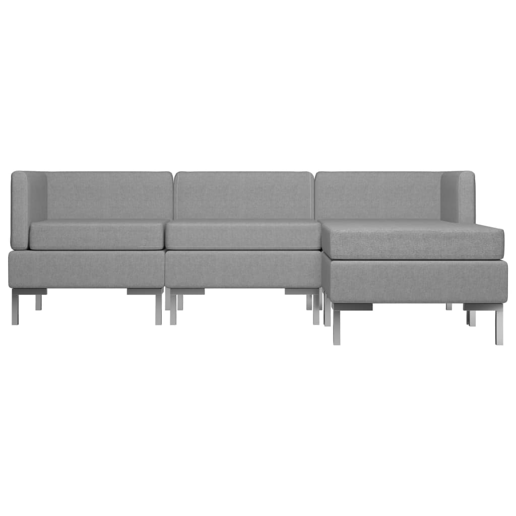 Set de canapele, 4 piese, gri deschis, material textil