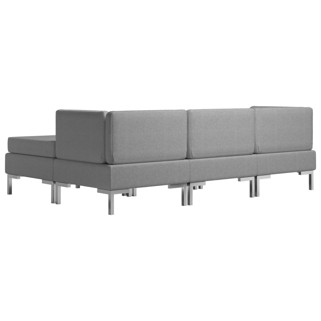 Set de canapele, 4 piese, gri deschis, material textil