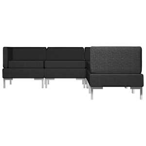 vidaXL Sofos komplektas, 5 dalių, juodos spalvos, audinys