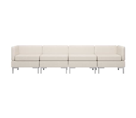 vidaXL Sofos komplektas, 4 dalių, kreminės spalvos, audinys