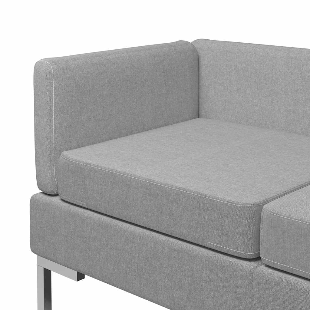 7dílná sedací souprava textil světle šedá - obrázek 5