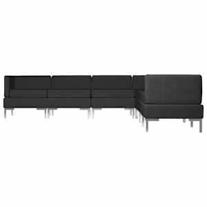 vidaXL Sofos komplektas, 7 dalių, juodos spalvos, audinys