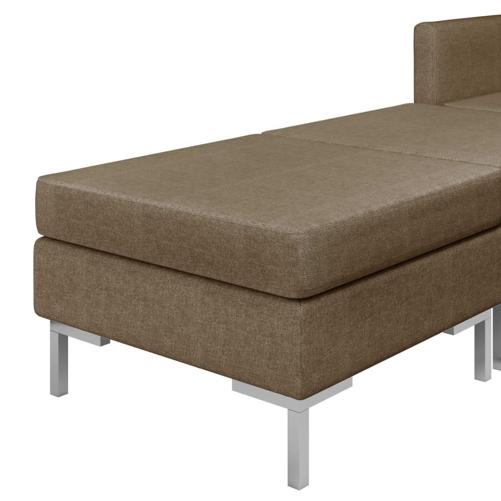 10dílná sedací souprava textil hnědá - obrázek 6