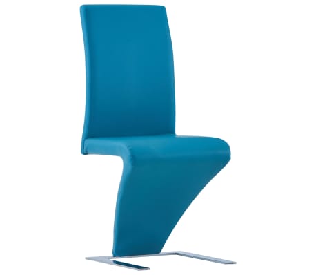 vidaXL Sillas de comedor forma de zigzag 4 uds cuero sintético azul