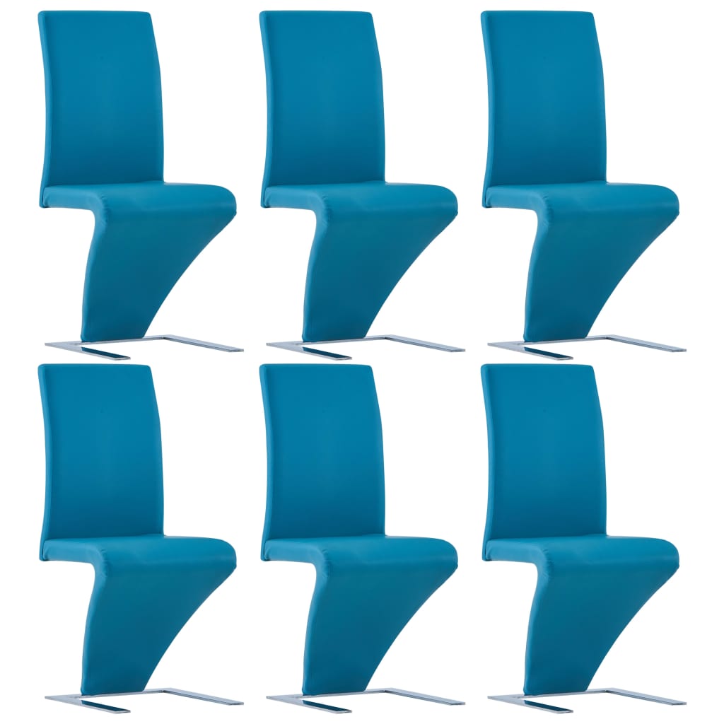 vidaXL Jídelní židle s cik-cak designem 6 ks modré umělá kůže