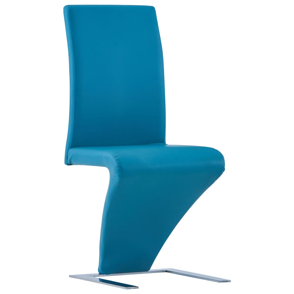 vidaXL Dining Chairs with Zigzag Shape 6 pcs Blue Faux Leather