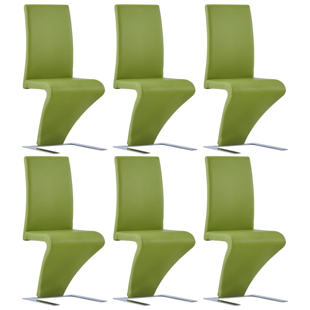 vidaXL Jídelní židle s cik-cak designem 6 ks zelené umělá kůže