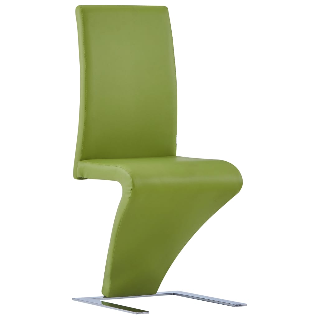 vidaXL Chaises à manger avec forme de zigzag lot de 6 vert similicuir