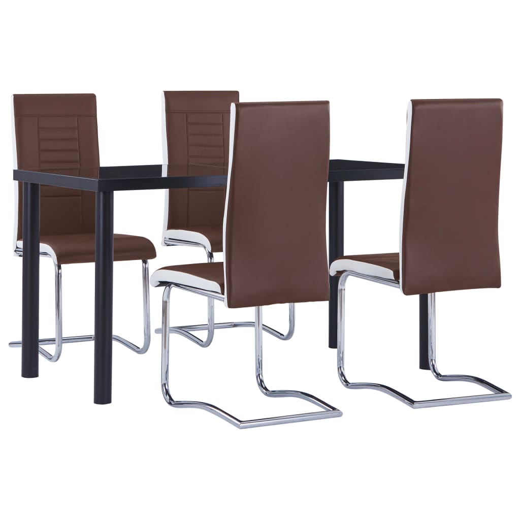 vidaXL Set mobilier de bucătărie, 5 piese, maro, piele ecologică Bucatarie