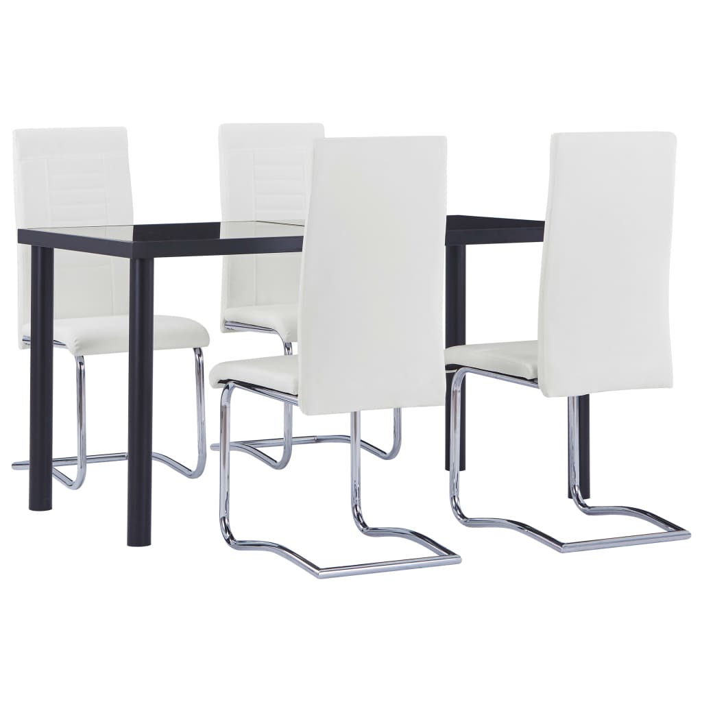 vidaXL Set mobilier de bucătărie, 5 piese, alb, piele ecologică alb