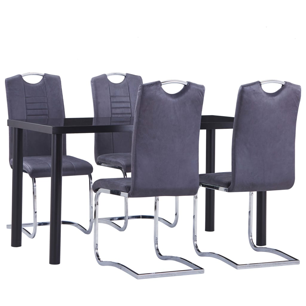 vidaXL Set mobilier de bucătărie, 5 piese, gri, velur ecologic