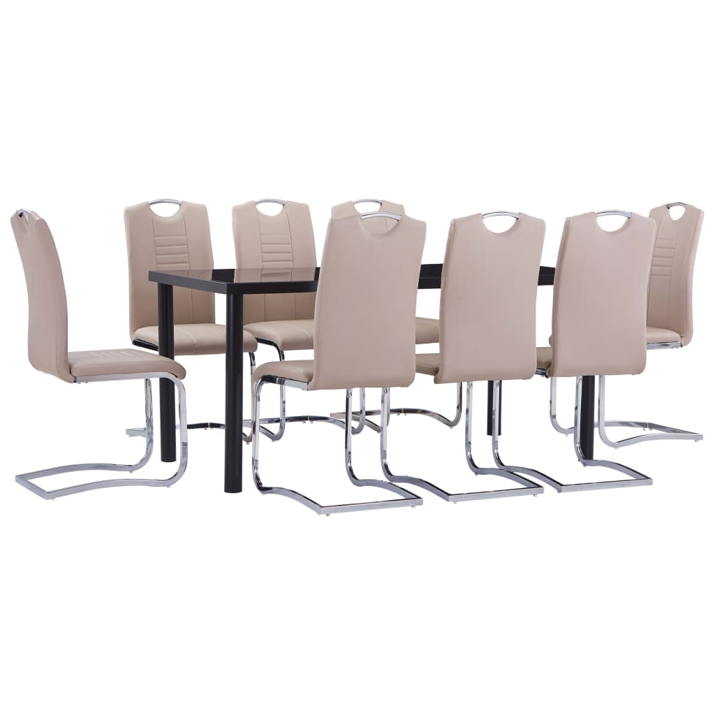 vidaXL Set mobilier bucătărie, 9 piese, cappuccino, piele ecologică