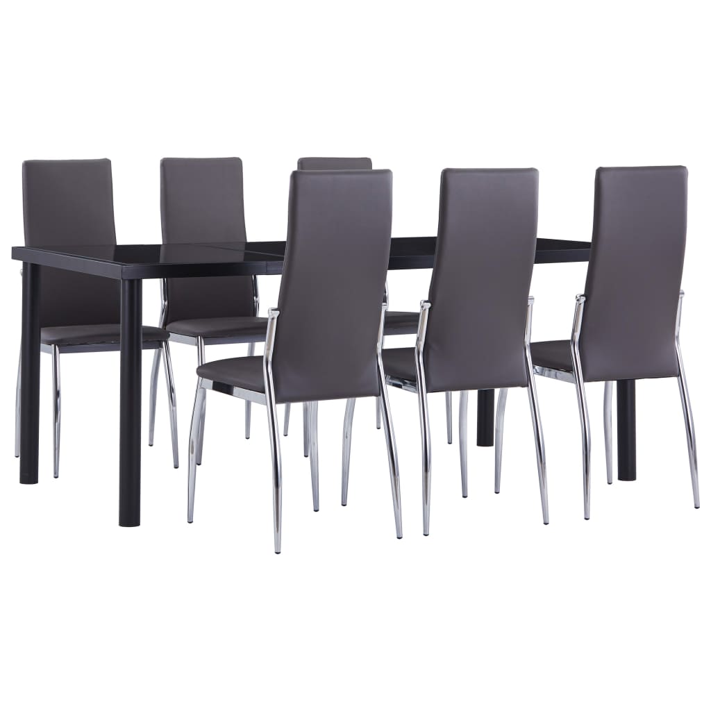 7-tlg. Essgruppe Kunstleder Grau kaufen