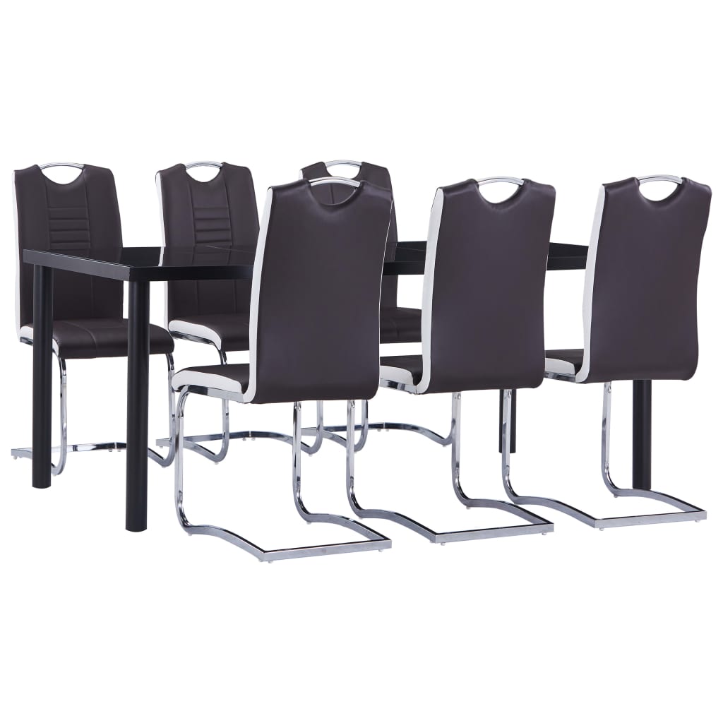 vidaXL Set mobilier de bucătărie, 7 piese, maro, piele ecologică