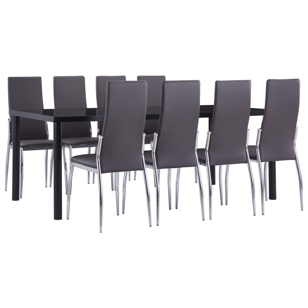 vidaXL Set mobilier de bucătărie, 9 piese, gri, piele ecologică