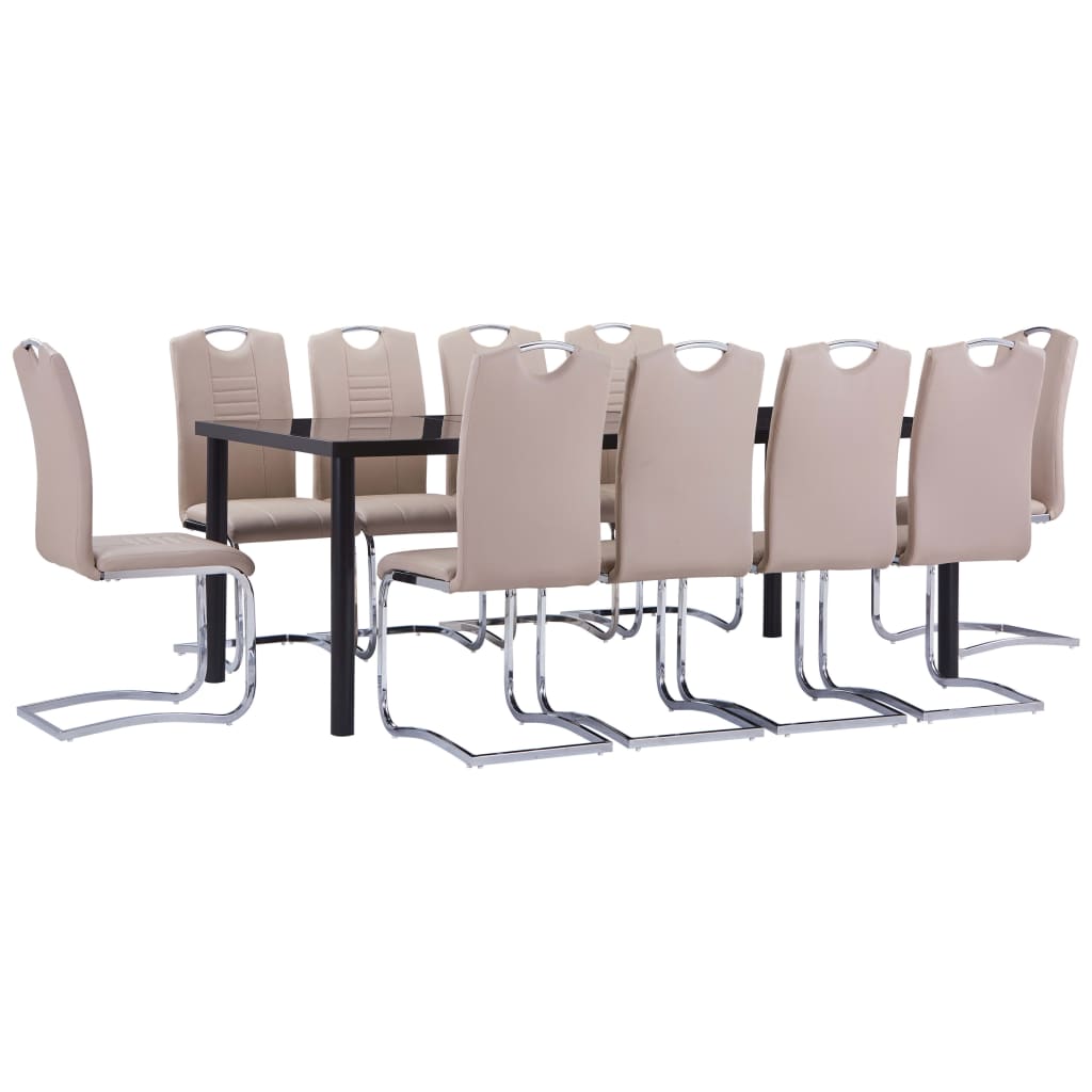 vidaXL Set mobilier de bucătărie 11 piese cappuccino piele ecologică