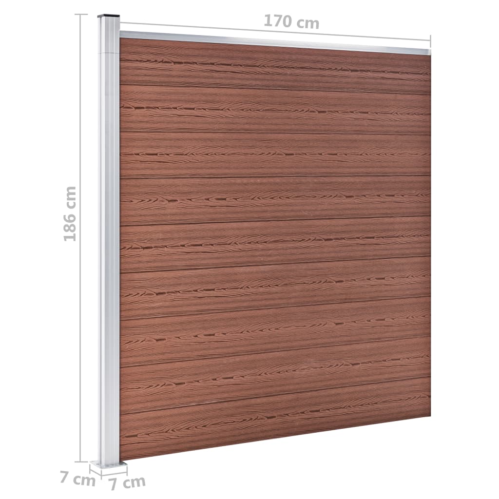 Plotová sada WPC 2 čtvercové + 1 šikmý díl 446 x 186 cm hnědá - obrázek 19