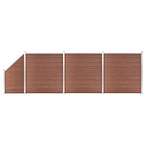 vidaXL WPC-aiakomplekt, 3 ruutu + 1 kaldus, 619 x 186 cm pruun