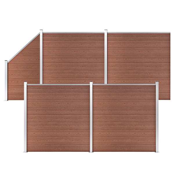 vidaXL WPC-aiakomplekt, 4 ruutu + 1 kaldus, 792 x 186 cm pruun